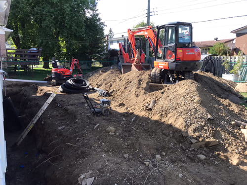 Fondasec Excavation | Montreal area - trenching, backfill, excavate, french drains, waterproof, seal cracks | Fondasec.com